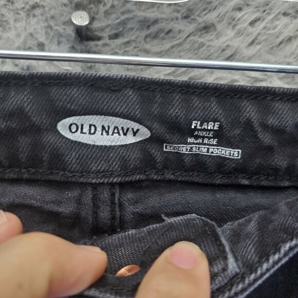 Old Navy Jeans Womens Size 14 Black High Rise Flare Ankle Denim Crop - Picture 2 of 11